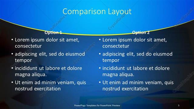 Comparison presentation slide layout