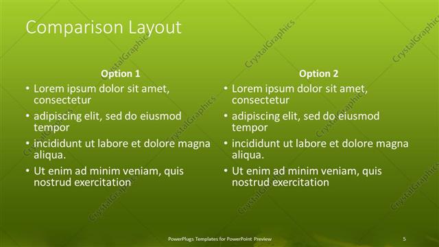 Comparison presentation slide layout