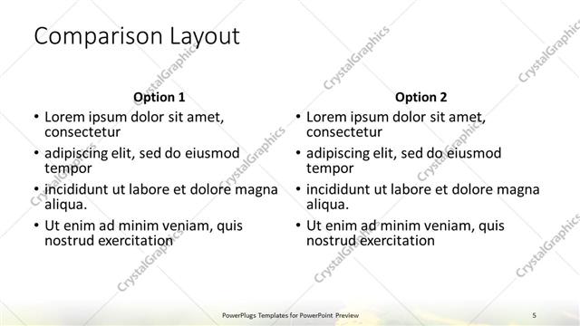 Comparison presentation slide layout
