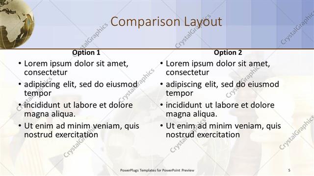 Comparison presentation slide layout
