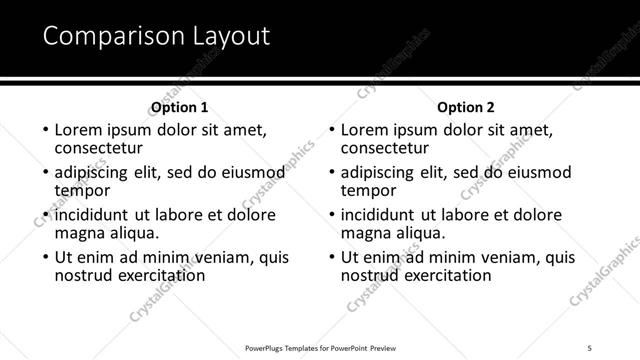 Comparison presentation slide layout
