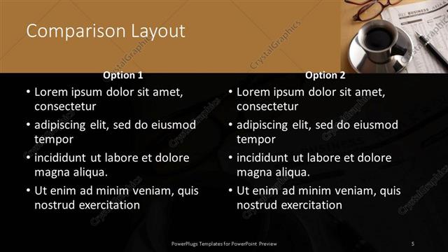 Comparison presentation slide layout
