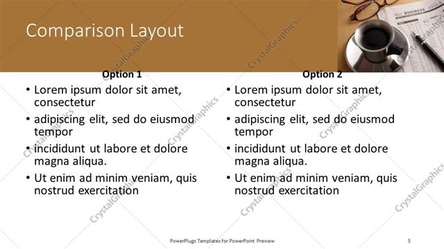 Comparison presentation slide layout