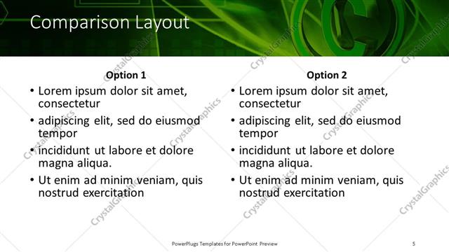 Comparison presentation slide layout