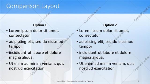 Comparison presentation slide layout