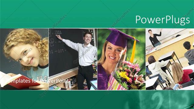  Presentation with beautiful green - A beautiful depiction of different people smiling with green background