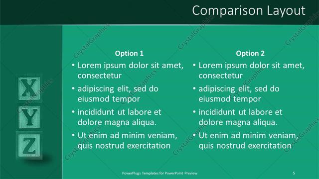 Comparison presentation slide layout