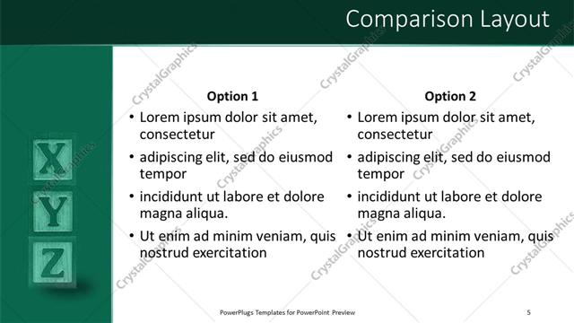 Comparison presentation slide layout