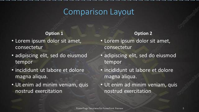 Comparison presentation slide layout