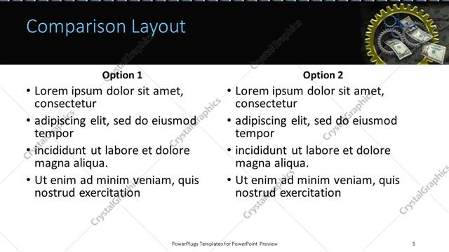 Comparison presentation slide layout