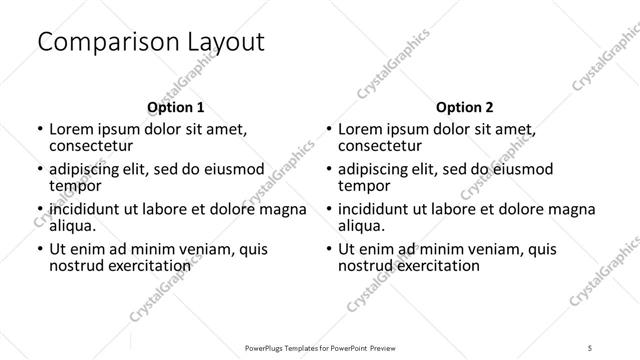 Comparison presentation slide layout