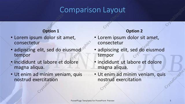 Comparison presentation slide layout