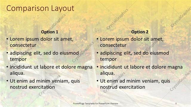 Comparison presentation slide layout
