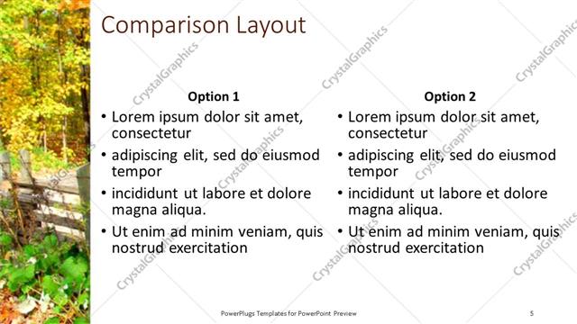 Comparison presentation slide layout