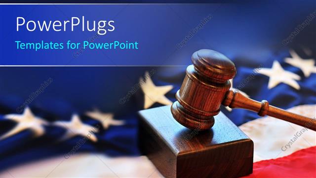  Presentation with justice - A beautiful depiction of a gavel and American flag in the background