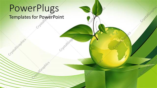  Presentation with green globe - A beautiful depiction of a globe along with leaves and greenish background