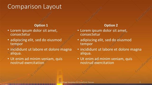 Comparison presentation slide layout