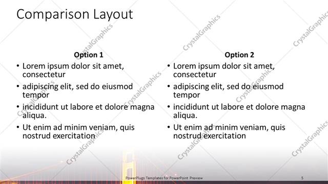 Comparison presentation slide layout
