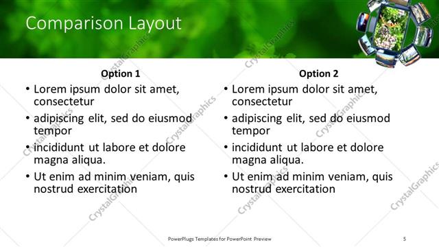 Comparison presentation slide layout