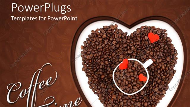  Presentation with coffee chocolate - A beautiful depiction of heart full of chocolate beans and coffee time in text