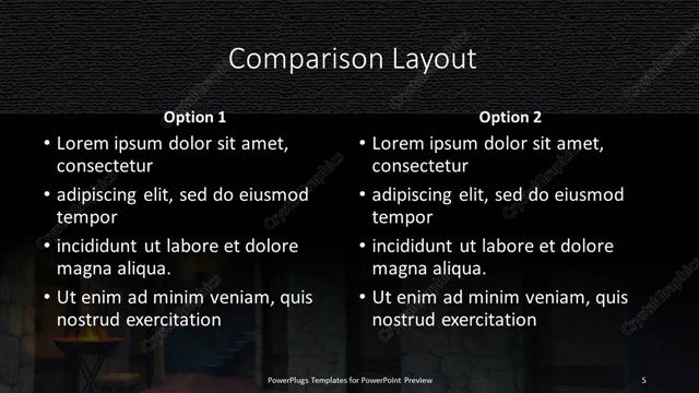 Comparison presentation slide layout