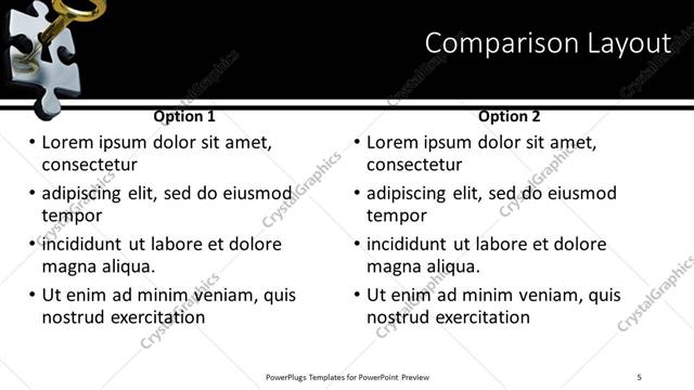 Comparison presentation slide layout