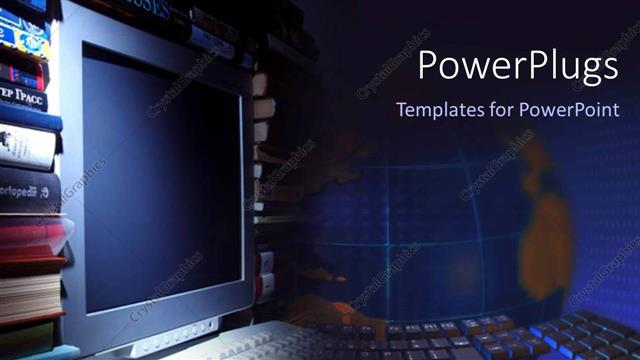  Presentation with computer - A beautiful depiction of a keyboard and a screen along with globe in the background