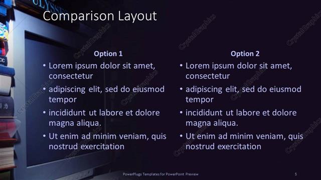 Comparison presentation slide layout
