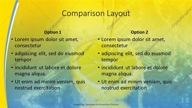 Comparison presentation slide layout