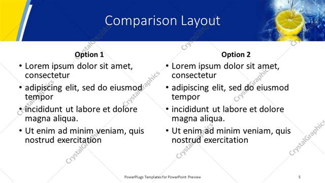 Comparison presentation slide layout