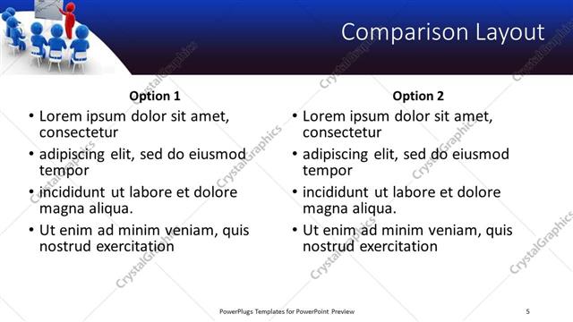 Comparison presentation slide layout