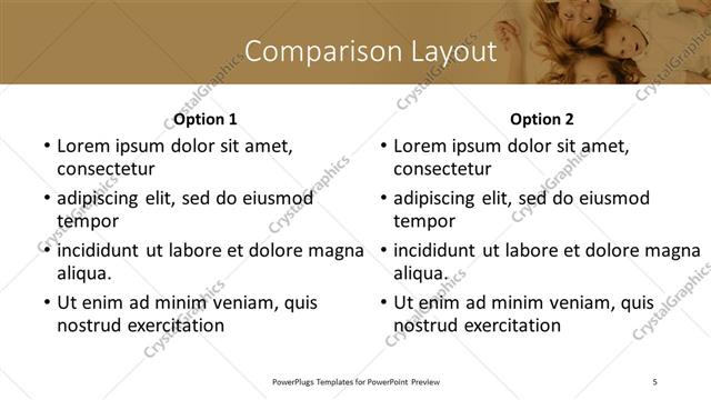 Comparison presentation slide layout