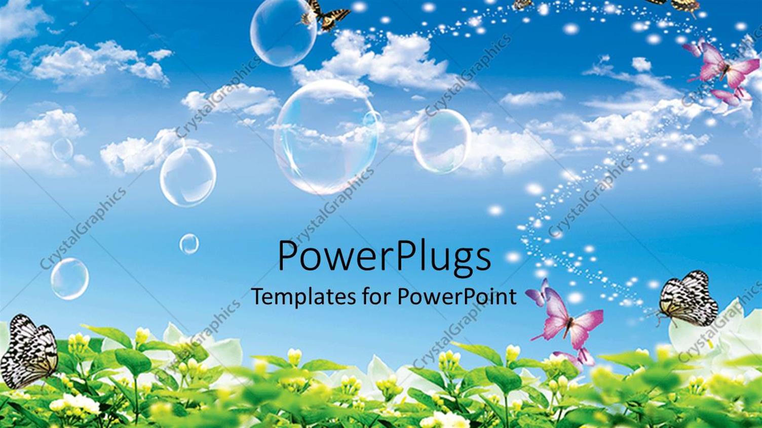 Featuring the Beautiful Depiction the Nature with Plants, Butterflies and Clouds