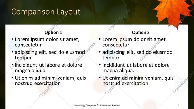 Comparison presentation slide layout