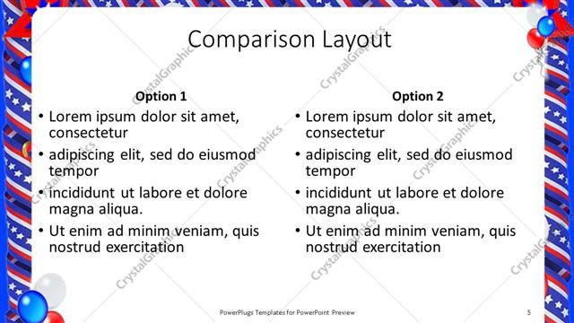 Comparison presentation slide layout
