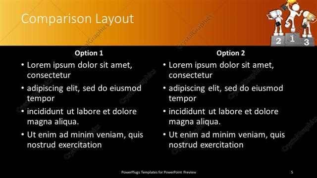 Comparison presentation slide layout