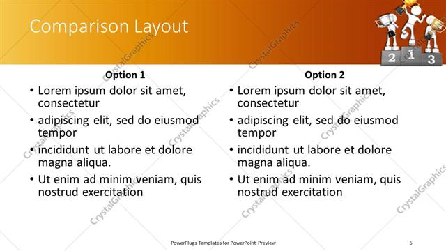 Comparison presentation slide layout