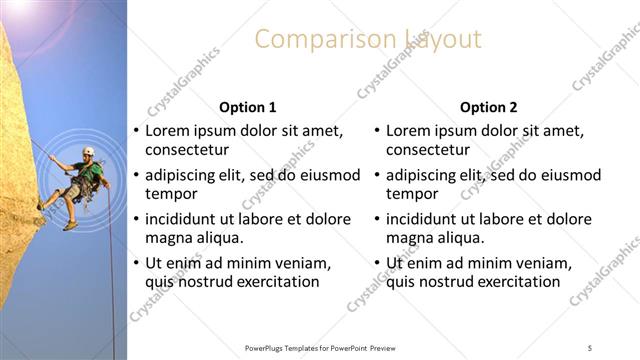 Comparison presentation slide layout