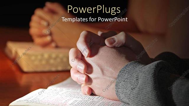  Presentation with beautiful - A beautiful depiction of a person placing his hands on the book with the reflection