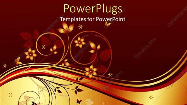  Presentation with brown floral - A beautiful depiction of plants and butterflies with golden and brown background