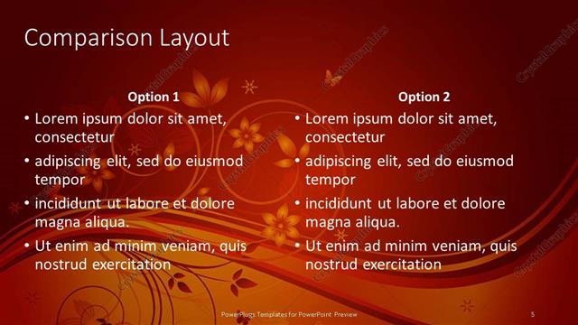 Comparison presentation slide layout