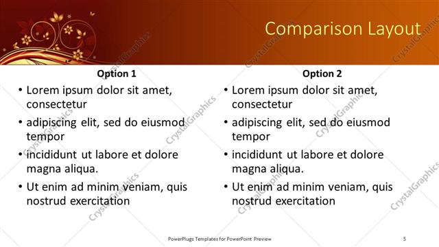 Comparison presentation slide layout