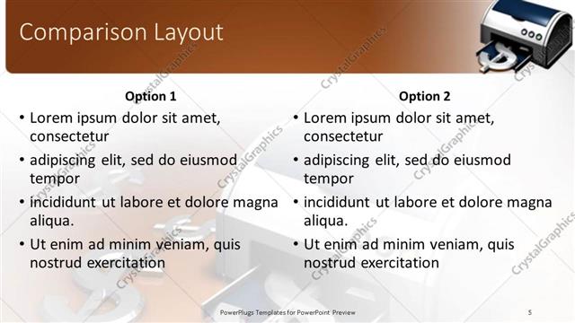 Comparison presentation slide layout
