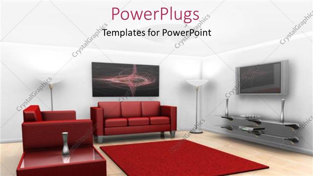  Presentation with furniture - A beautiful depiction of a room with a screen and sofa