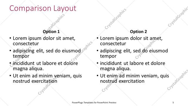Comparison presentation slide layout