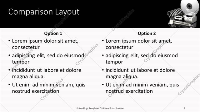 Comparison presentation slide layout