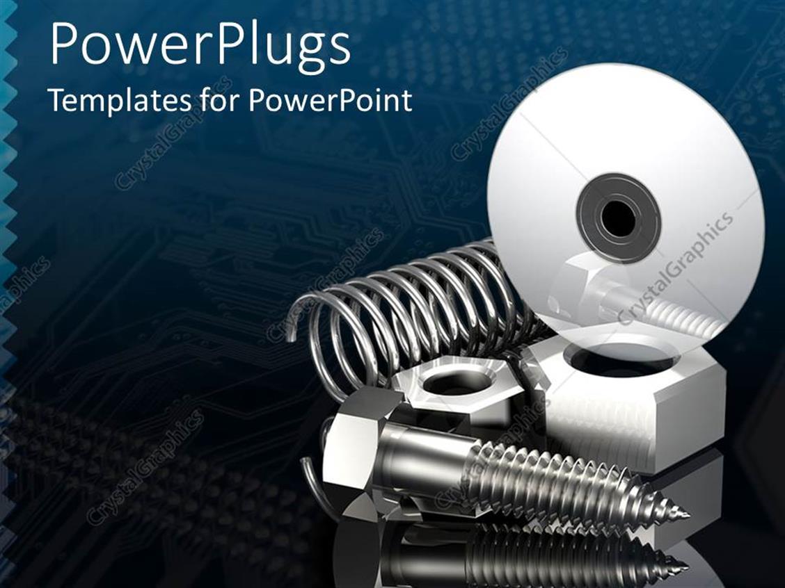PowerPoint Template a beautiful depiction of screws and nut bolts together (8036)