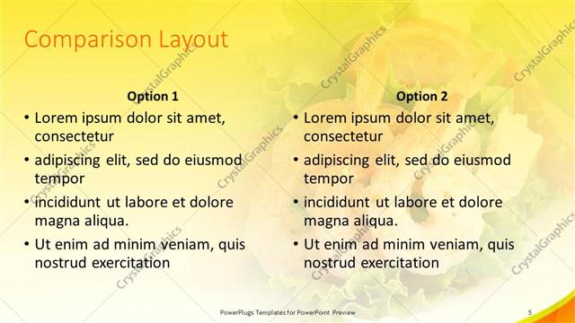 Comparison presentation slide layout