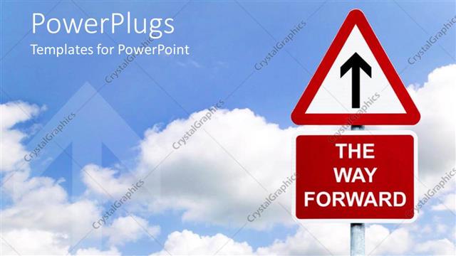  Presentation with forward - A beautiful depiction of a sign of going ahead with clouds in the background