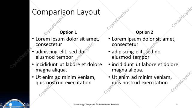 Comparison presentation slide layout